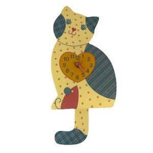 Vintage Avon Country Cat Clock Rare  Works